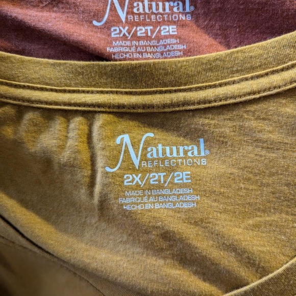 2 NWOT natural reflections v neck long sleeve tshirts orange yellow size 2xl xxl - Picture 2 of 3